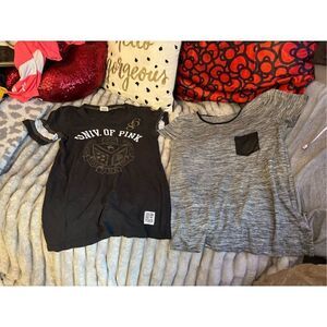 Vs PINK  university 86 Campus Short Sleeve Tee shirt top pink lot of 2 medium